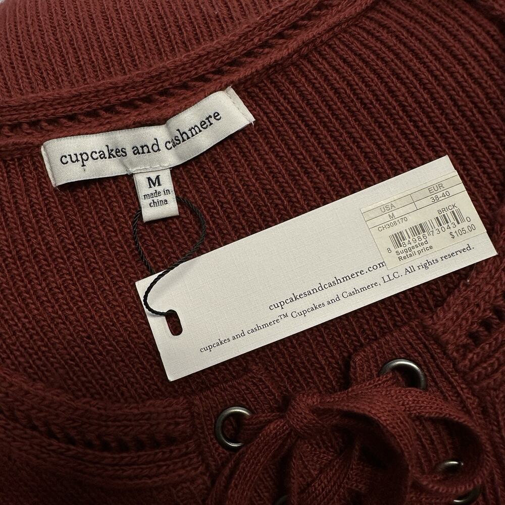 New Cupcakes and Cashmere Thora Lace Up Sweater Tank Dress Brick Red Size M - Picture 8 of 9